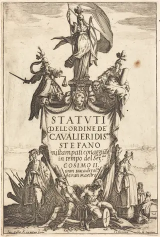Frontispiece for the "Statutes of the Order of the Knights of Saint Stephen", by Jacques Callot, ink, 1620