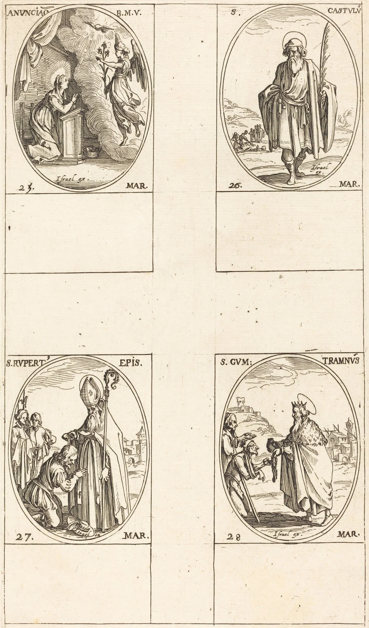 The Annunciation; St. Castulus; St. Rupert; St. Gontran, detail