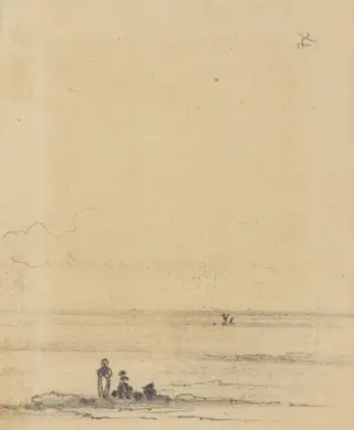 Figures on a Shore [verso], by Félix-Hilaire Buhot, graphite, 1875