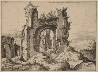 View of the Baths of Caracalla, by Hieronymus Cock, ink, 1550