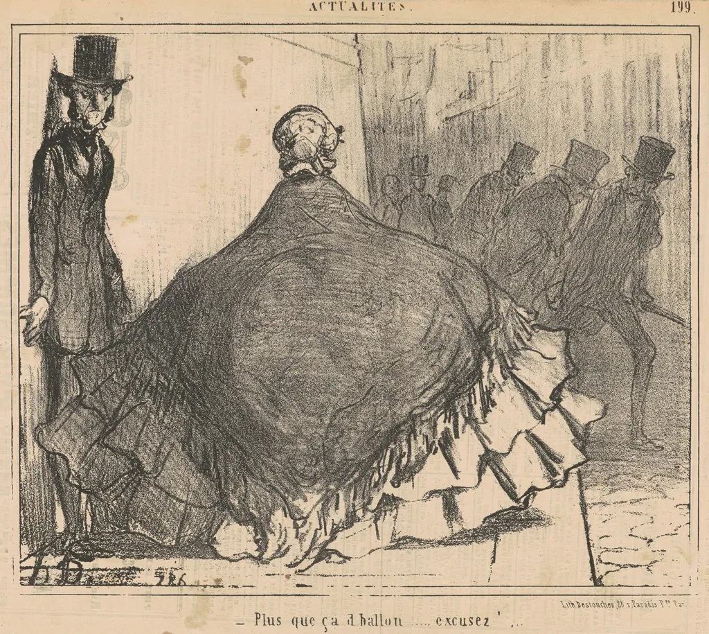 Plus que ca d'ballon ... Excusez! ..., by Honoré Daumier, ink, 1855