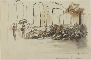 Sur le canape, by Jean-Louis Forain, ink, 1892