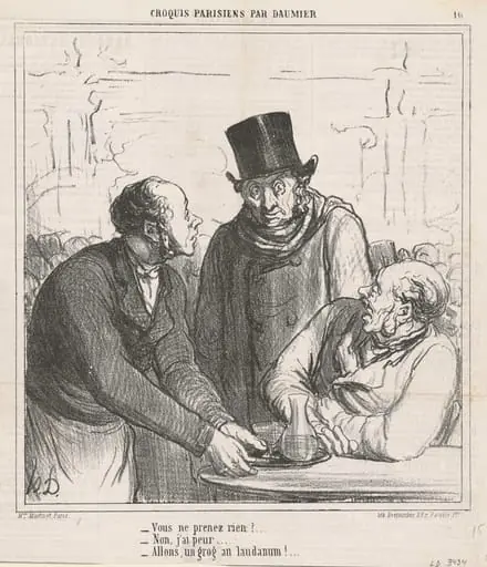 Vous ne prenez rien?, by Honoré Daumier, ink, 1865