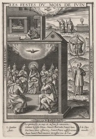 Les Festes du mois de Juin (June: The Pentecost), by Léonard Gaultier, ink, 1603