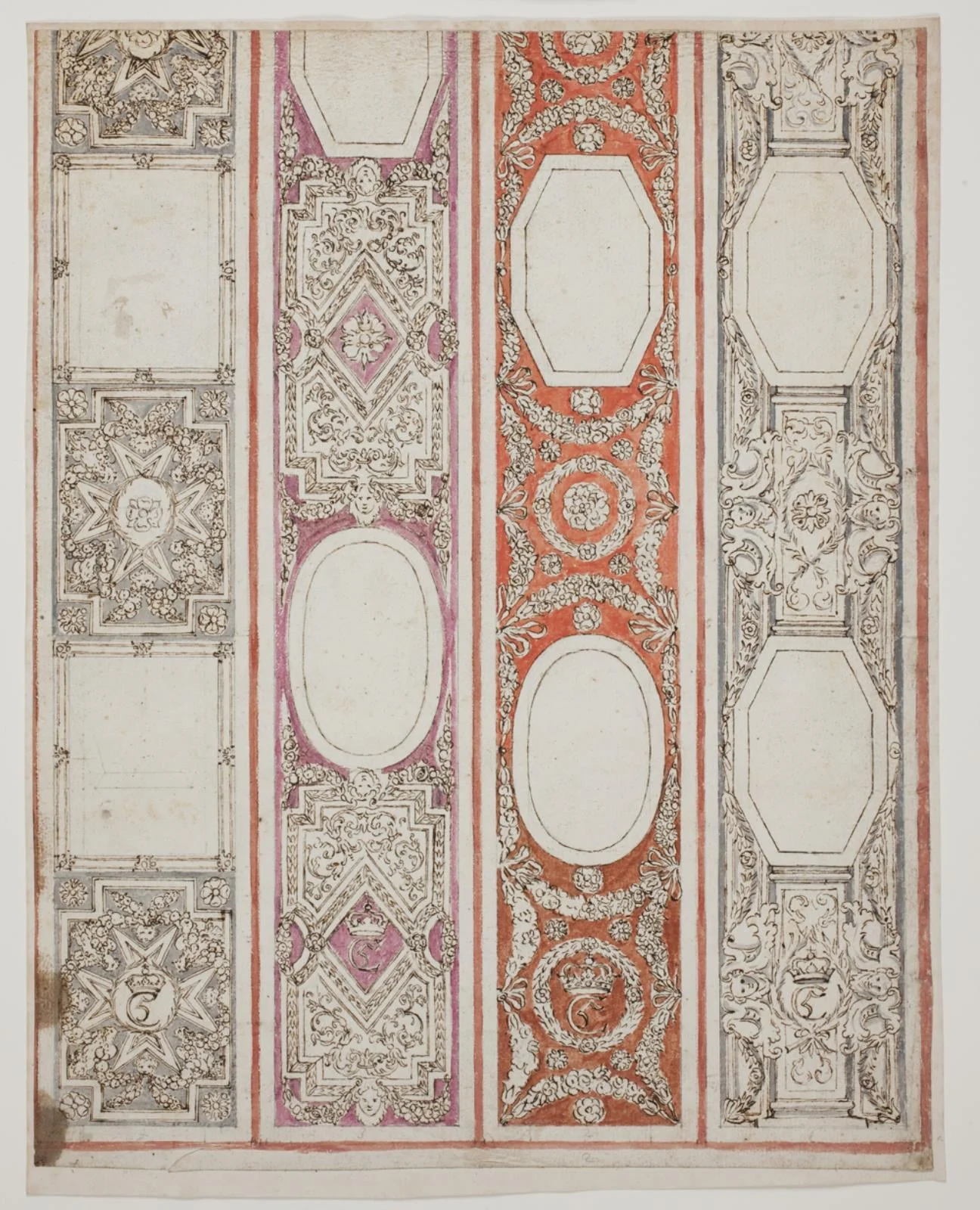 Udkast til stukdekoration i gangen til audienshuset paa Frederiksborg, detail