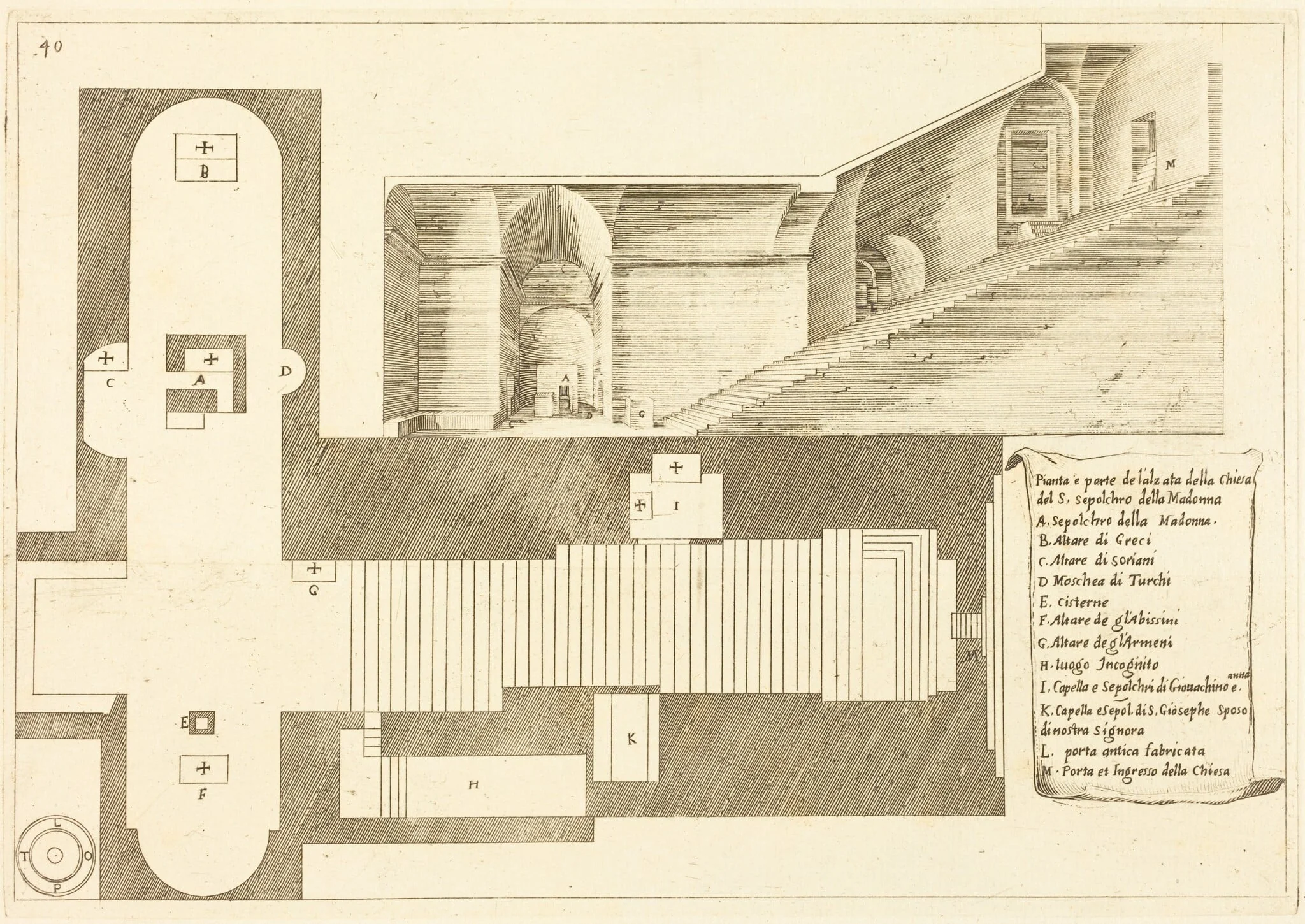 Plan and Part of the Elevation of the Church of the Holy Sepulchre of the Madonna, detail