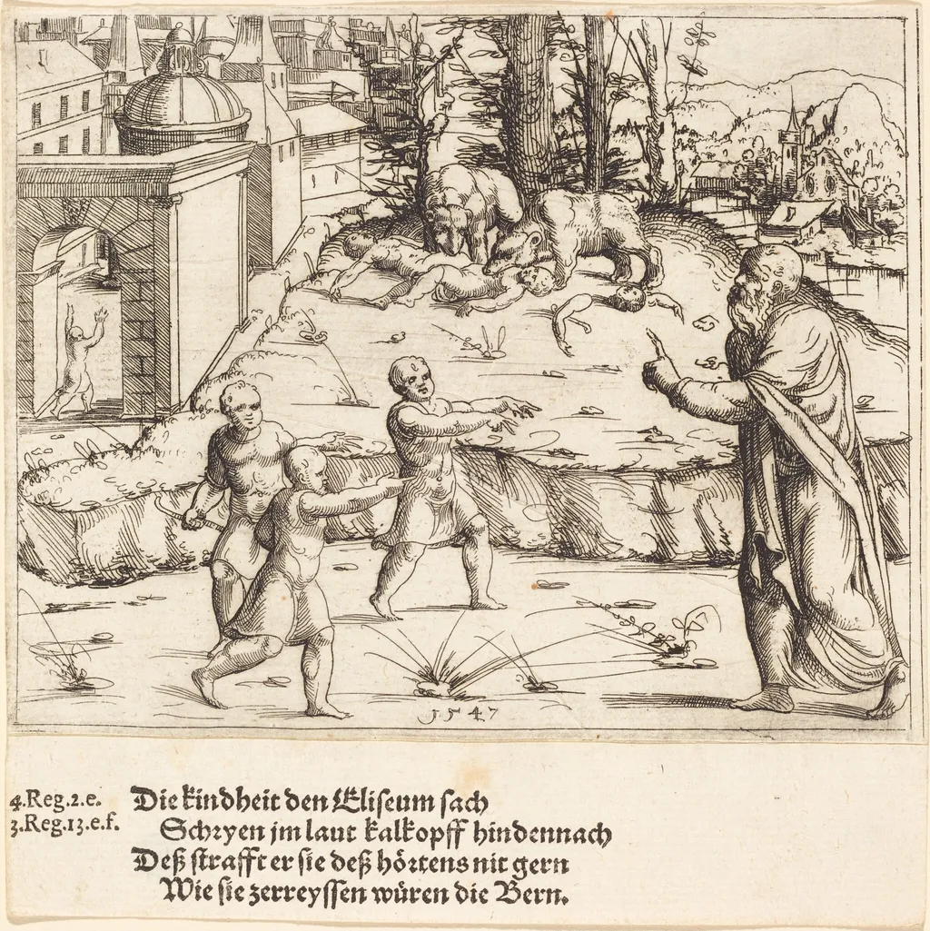 The Murder of the Children of Bethel, by Augustin Hirschvogel, ink, 1547