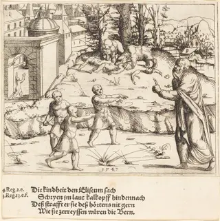 The Murder of the Children of Bethel, by Augustin Hirschvogel, ink, 1547