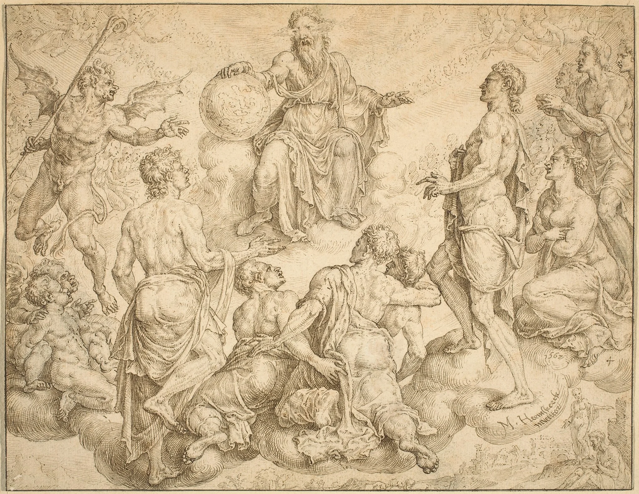 Satan Challenges God to Remove his Protection from Job, detail
