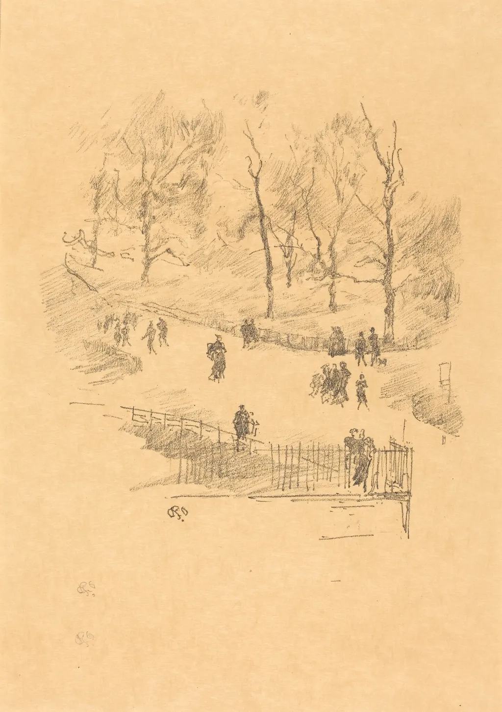 Kensington Gardens, by James McNeill Whistler, ink, 1896