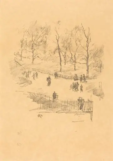Kensington Gardens, by James McNeill Whistler, ink, 1896