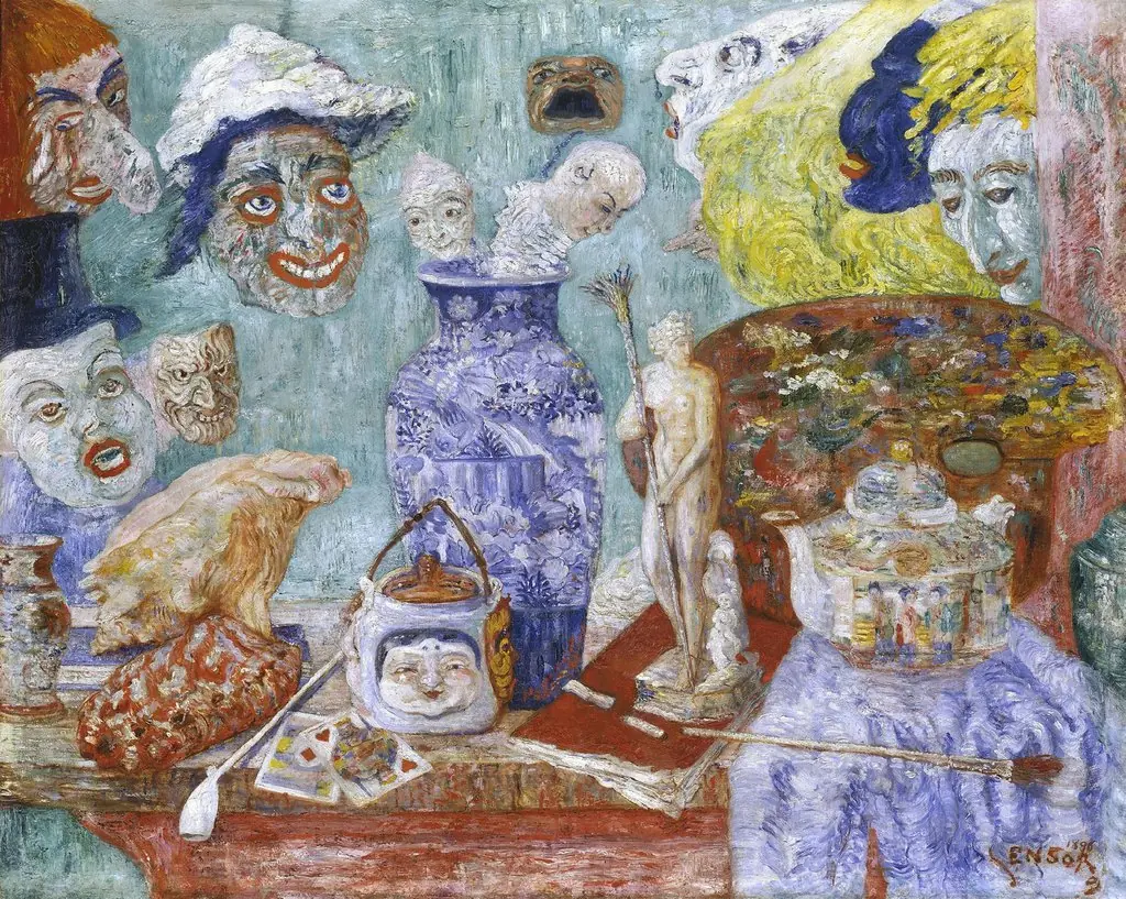 Still-life with Masks, by James Ensor, oil, 1898