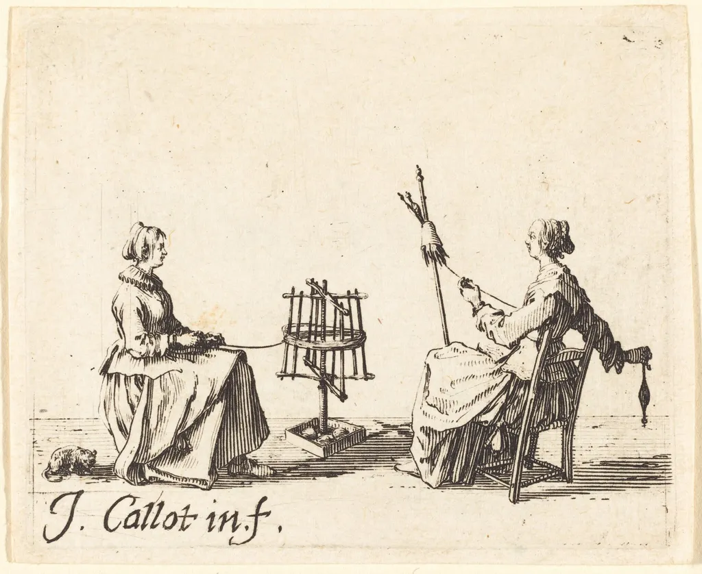 The Winder and the Spinner, by Jacques Callot, ink, 1623