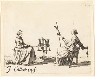 The Winder and the Spinner, by Jacques Callot, ink, 1623