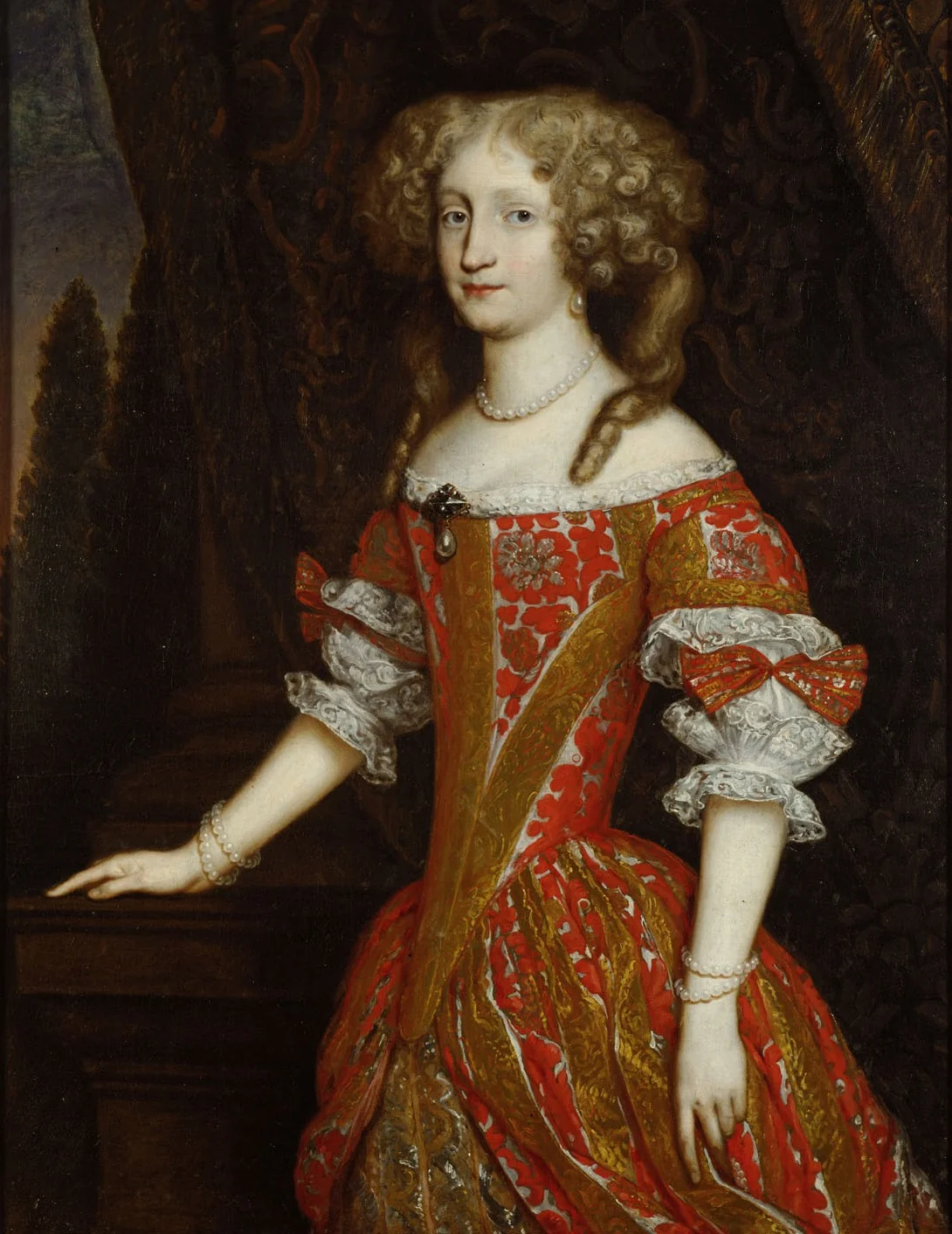 Eleonore Magdalena (1655-1720) von Pfalz - Neuburg, Kaiserin, Kniestück, detail