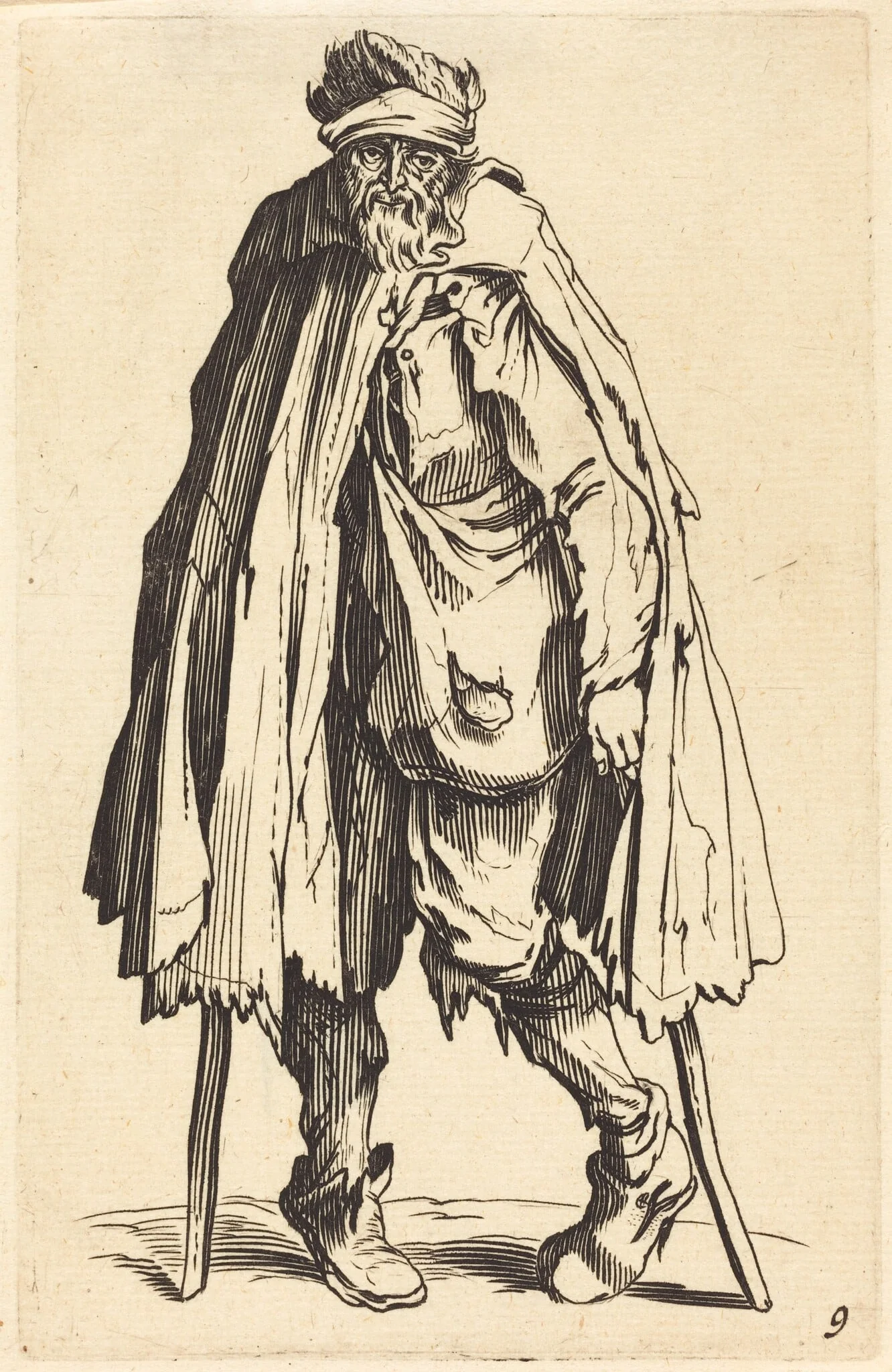 Beggar with Crutches and Sack, detail