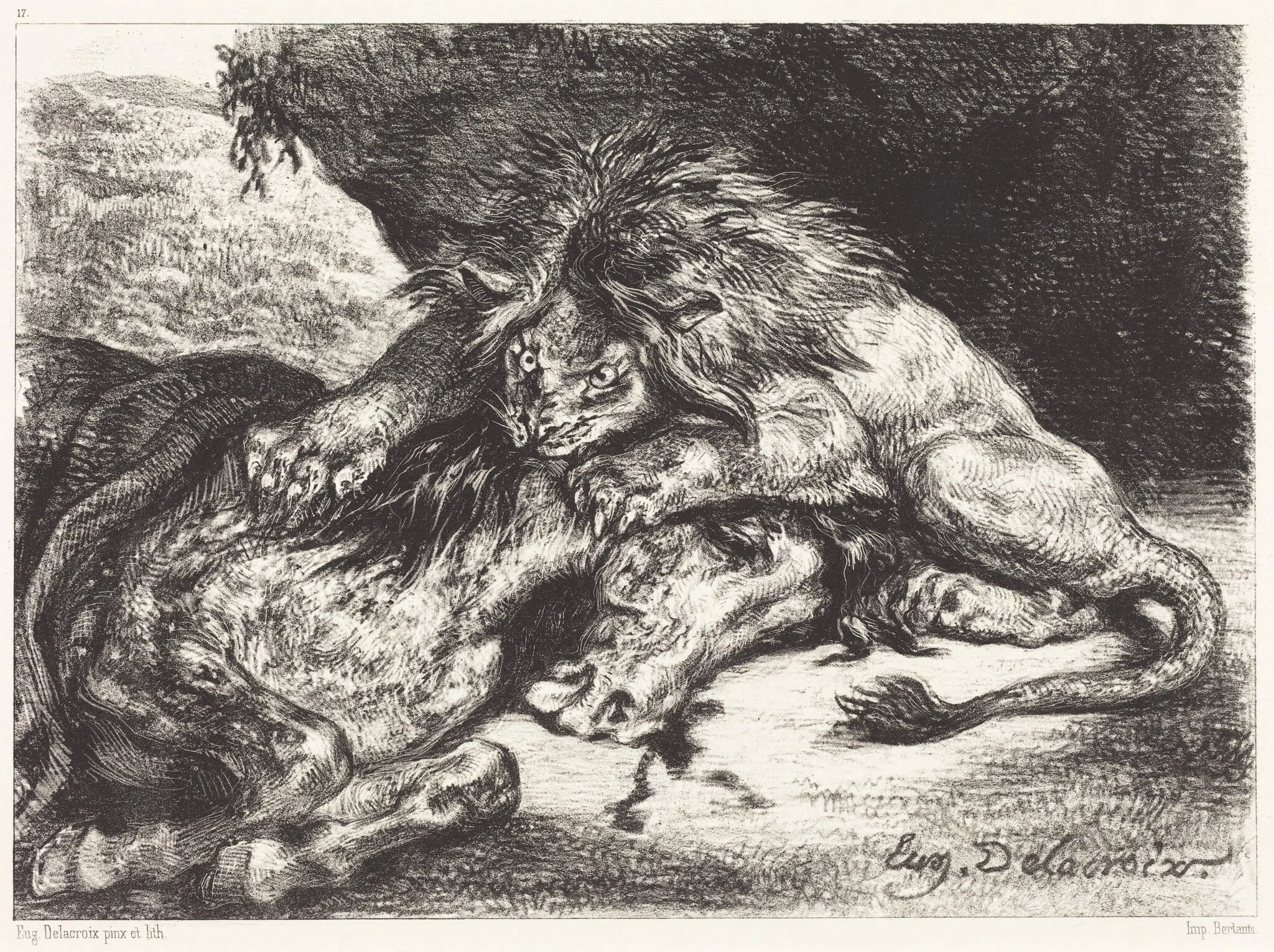Lion Devorant un Cheval (Lion Devouring a Horse), detail