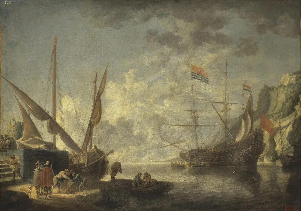 Sea Harbour, by David Teniers the Younger, oil, 1650