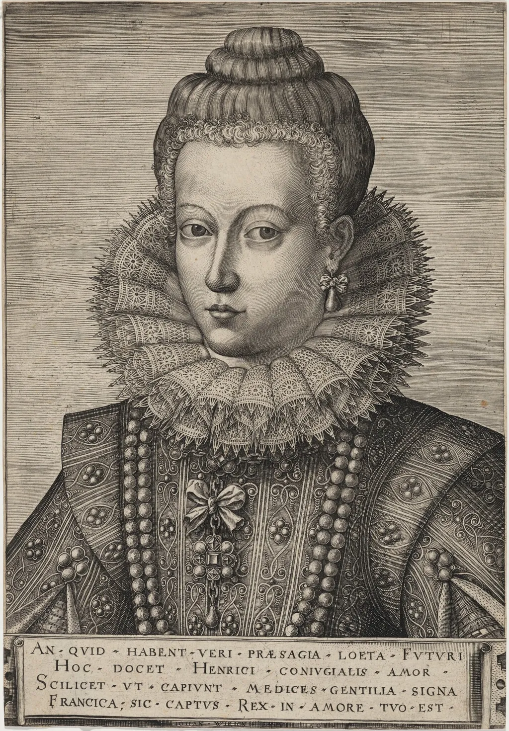 Maria de Medici, by Johan Wierix, ink, 1582