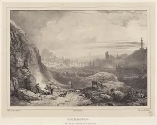 Edimbourg vu de la Chapelle Saint-Antoine, by Richard Parkes Bonington, ink, 1826