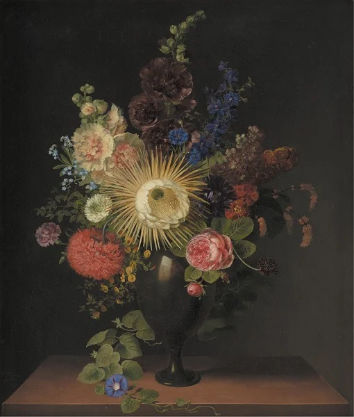 A Cactus Grandiflora and Other Flowers in a Porphyry Vase, detail