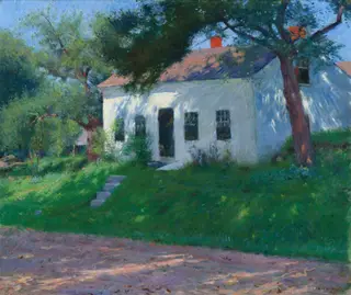 Roadside Cottage, by Dennis Miller Bunker, oil, 1889