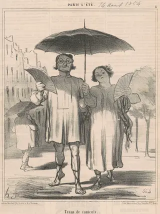 Tenue de canicule, by Honoré Daumier, ink, 1854