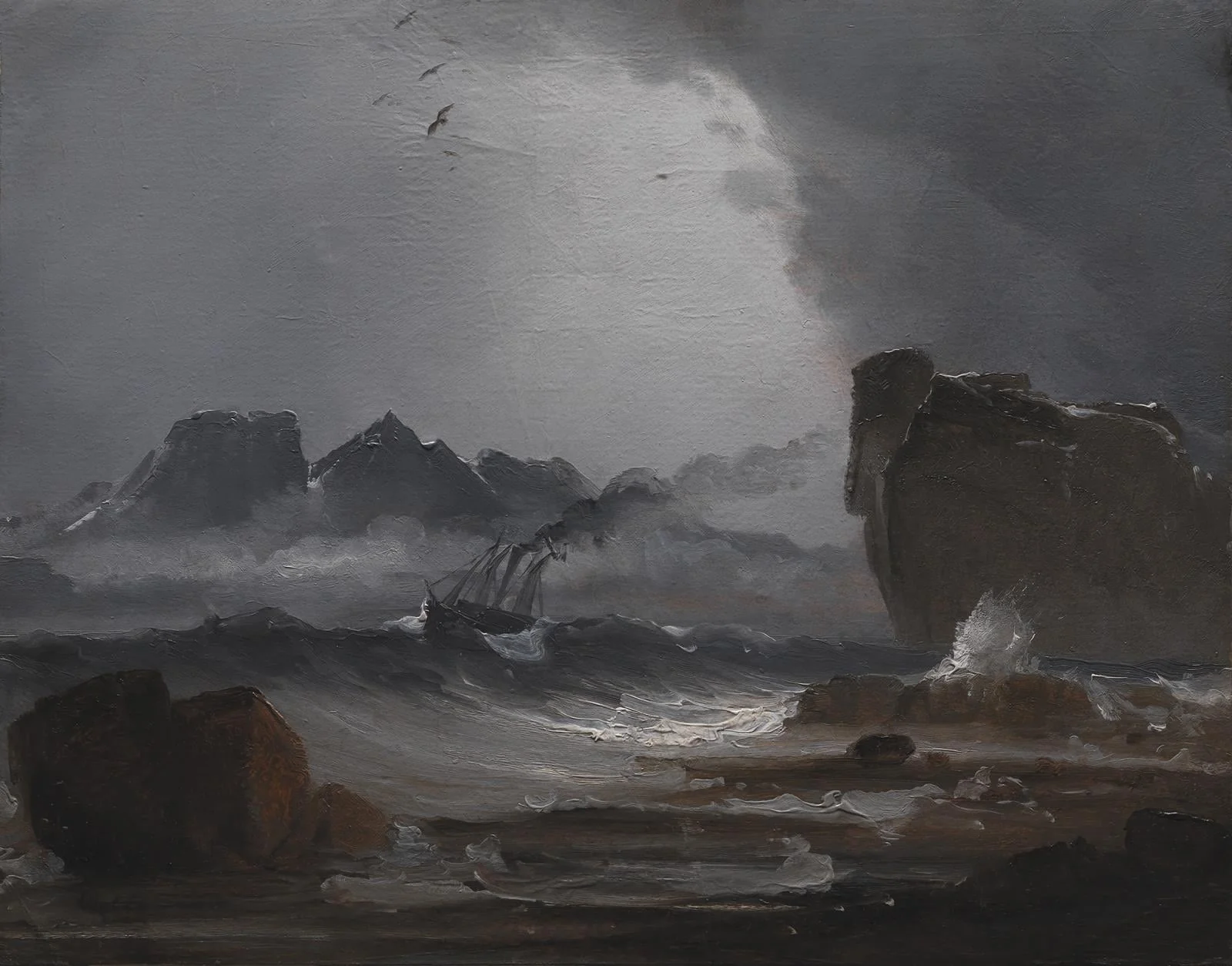 Rough Sea with a Steamer near the Coast of Norway, detail