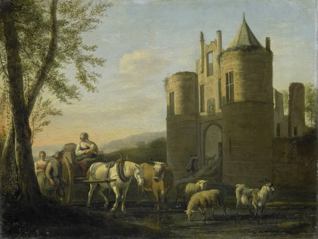The main gate to Egmond Castle, by Gerrit Adriaenszoon Berckheyde, oil, 1692