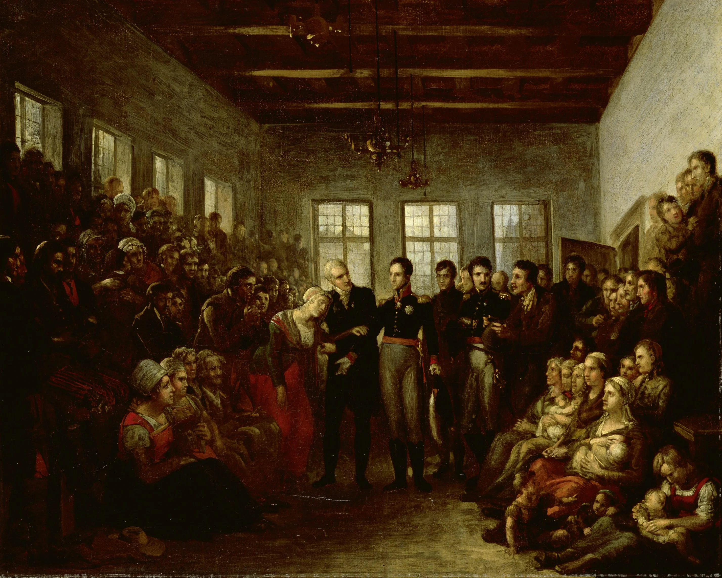 The Prince of Orange Visititing Flood Victims at the Almoners Orphanage, Amsterdam, on 14 February 1825, detail