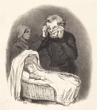 Un Père heureux, by Honoré Daumier, ink, 1846