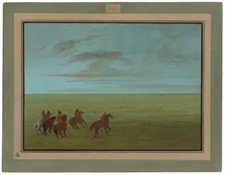 Connibos Starting for Wild Horses, by George Catlin, oil, 1862
