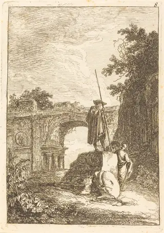 The Triumphal Arch, by Hubert Robert, ink, 1770