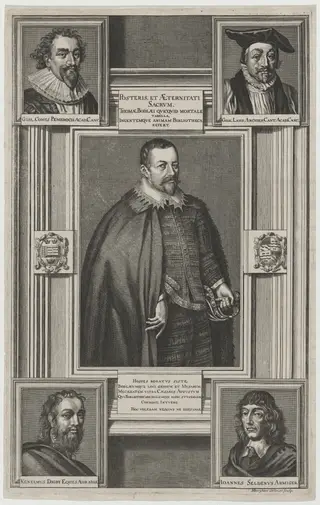 Sir Thomas Bodley, Founder of the Bodleian Library, by Michael Burghers, ink, 1682