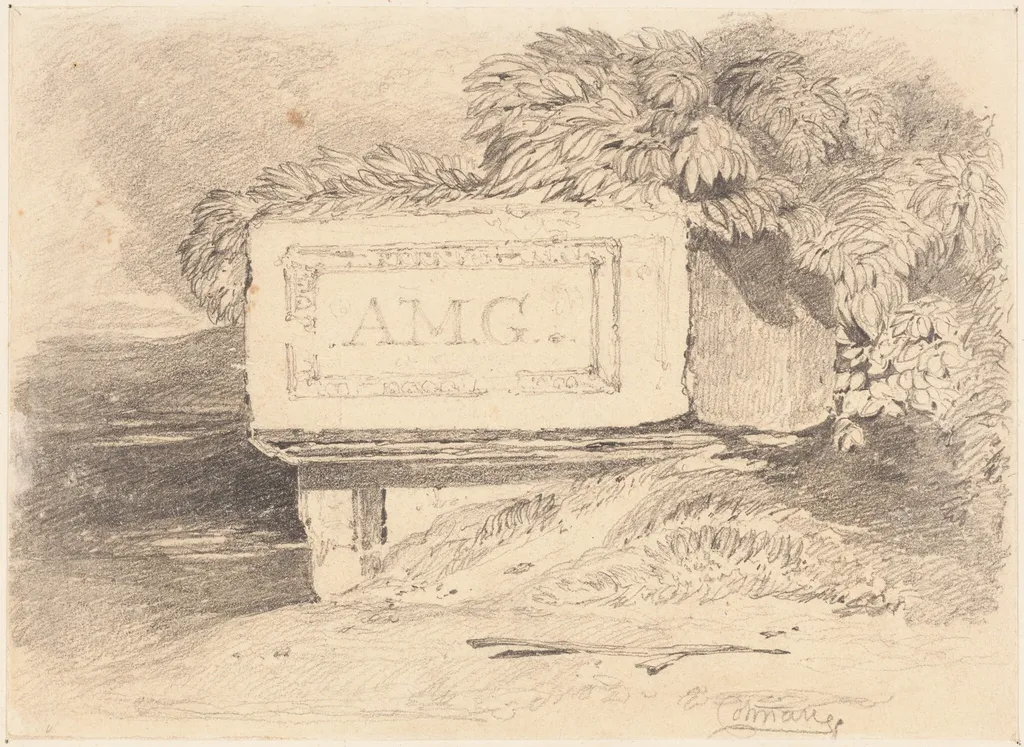 Ruined Tomb Inscribed "A.M.G.", by John Sell Cotman, graphite, 1812