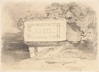 Ruined Tomb Inscribed "A.M.G.", by John Sell Cotman, graphite, 1812