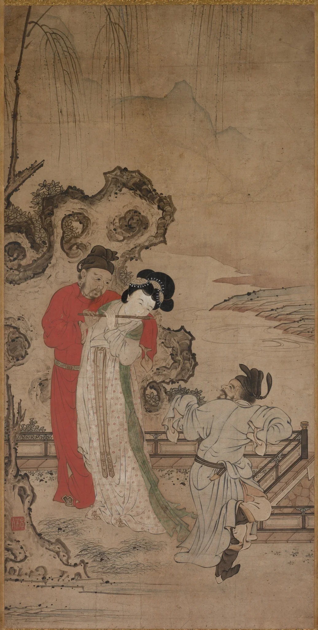 Emperor Minghuang Teaching Yang Gueifei to Play the Flute, detail