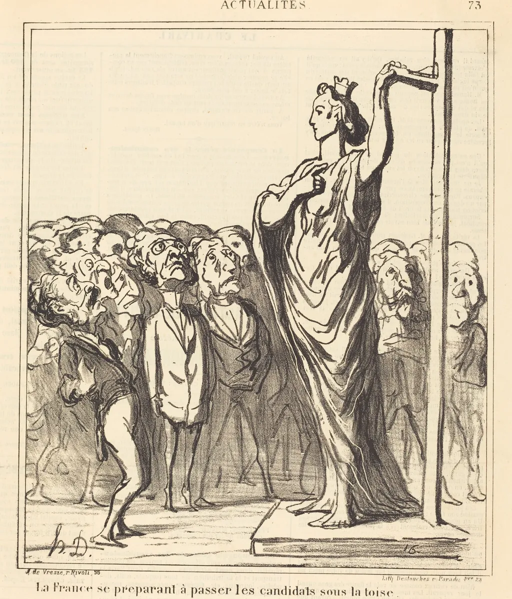 La France se préparant a passer..., by Honoré Daumier, ink, 1869