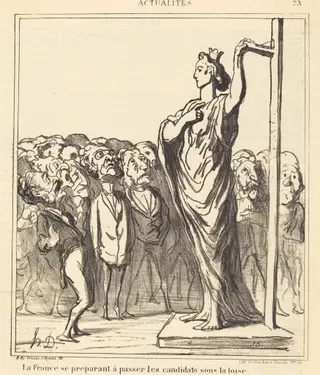 La France se préparant a passer..., by Honoré Daumier, ink, 1869