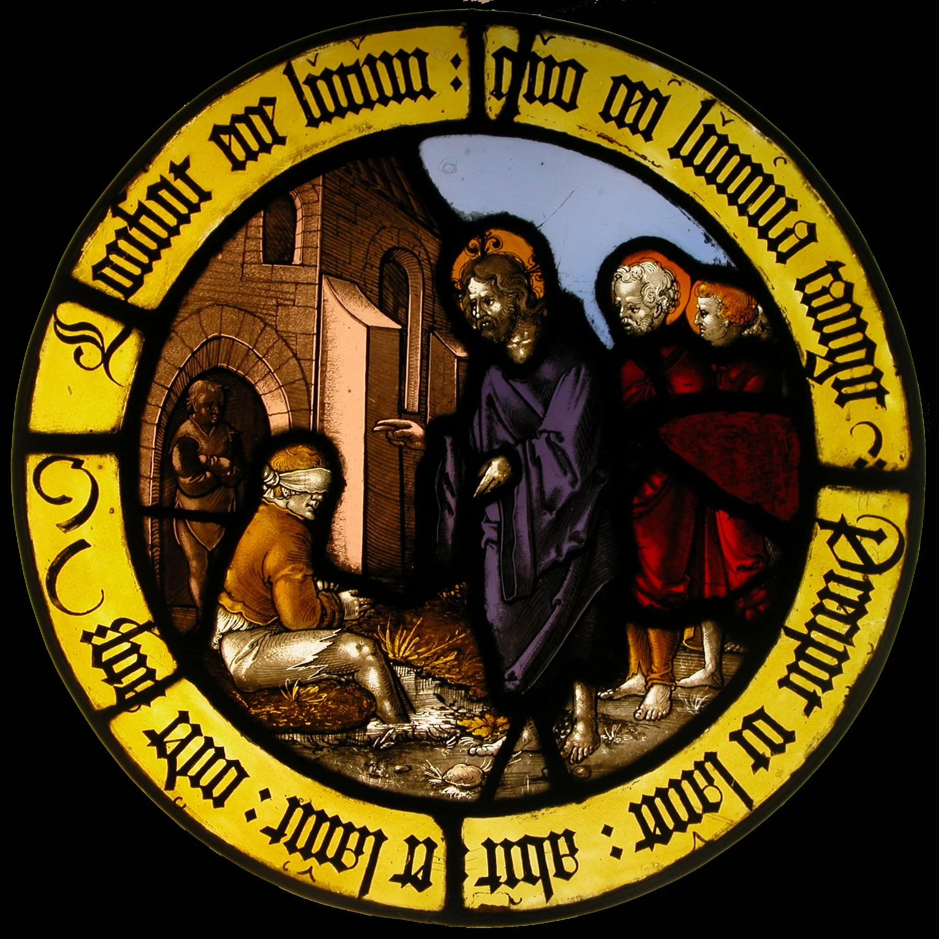 Roundel with Christ Healing the Blind Man, detail