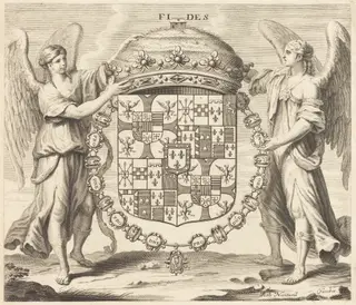 Arms of Charles II, Duc de Mantoue, by Robert Nanteuil, ink, 1650