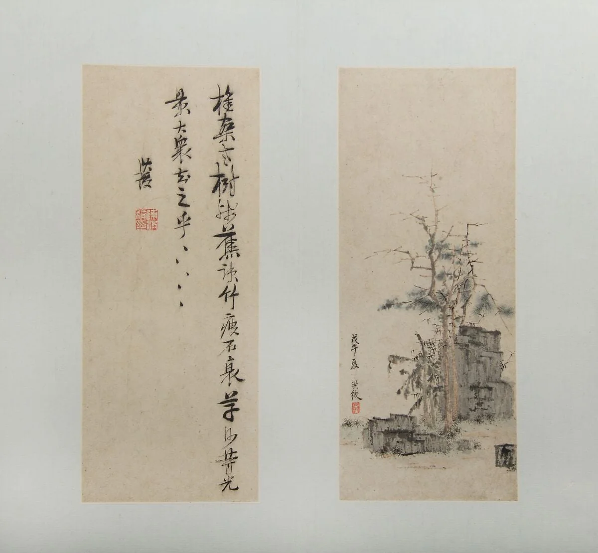 明/清 陳洪綬 山水人物花卉圖 冊|Landscapes, Figures, and Flowers, detail