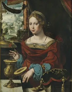De H. Maria Magdalena met zalfpot en bloemen