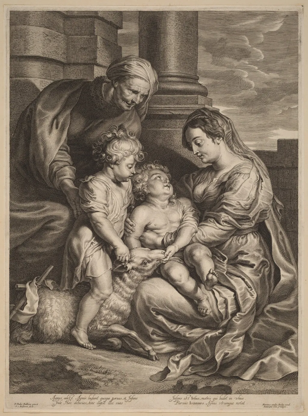 The Virgin and Child with Saint  Anne and Saint John, by Schelte Adams Bolswert, ink, 1638