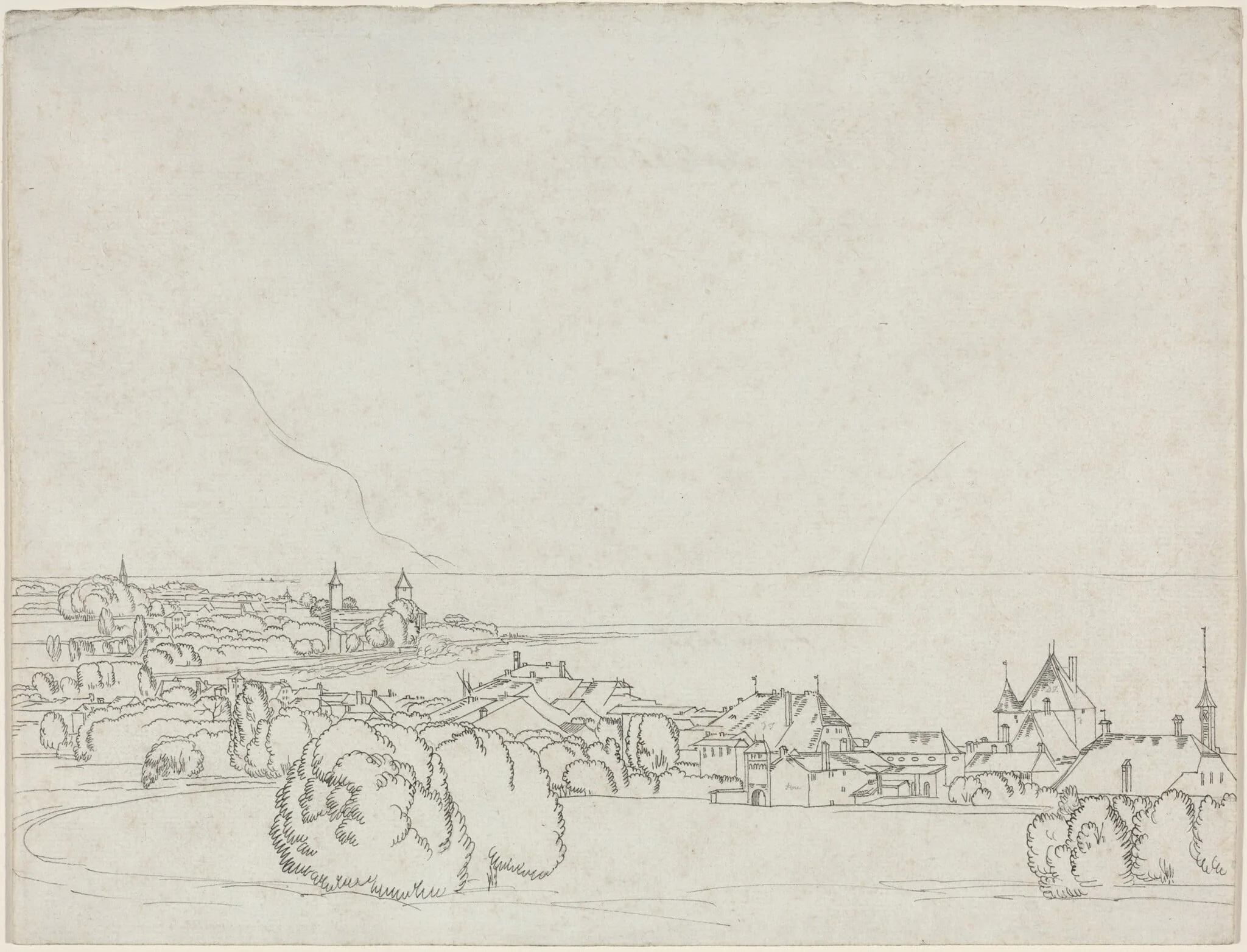 A View of Vevey with La Tour de Peilz in the Distance, detail