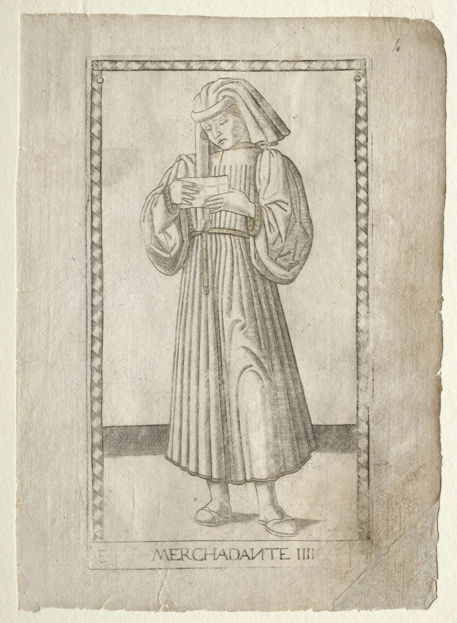 The Merchant (from the Tarocchi, series E: Conditions of Man, #4), detail