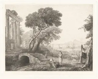 Italian Landscape, by Maxime Lalanne, ink, 1865
