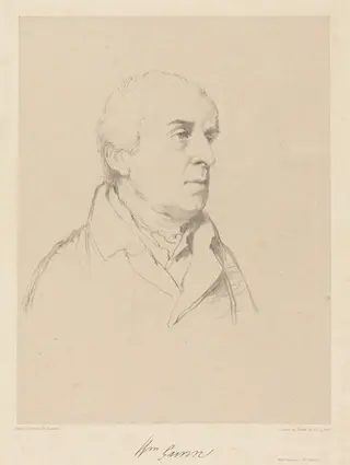 William Gunn, by Richard James Lane, ink, 1836