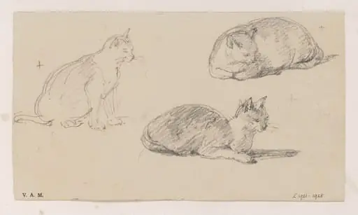 Three drawings of a cat, by George Chinnery, 19