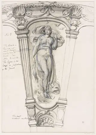 Measured drawing of a section of the design, E. 5303-1919, by Edward John, Sir Poynter, 1877